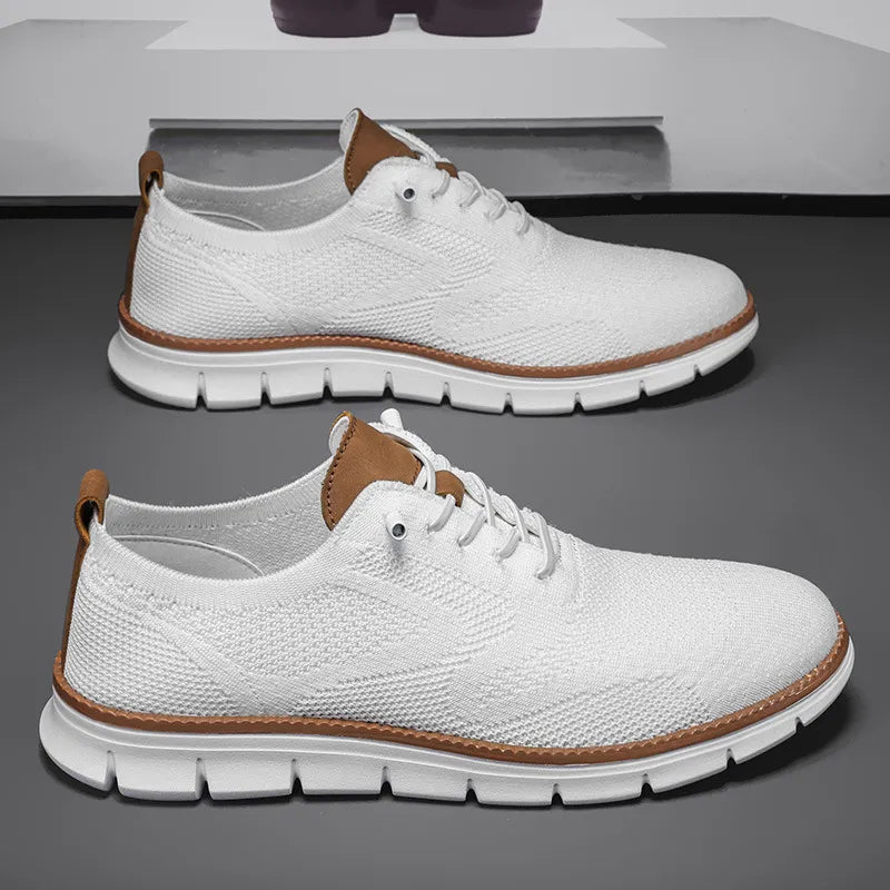 Men’s Knit Sneakers with Lace-Up Closure – Breathable Fabric