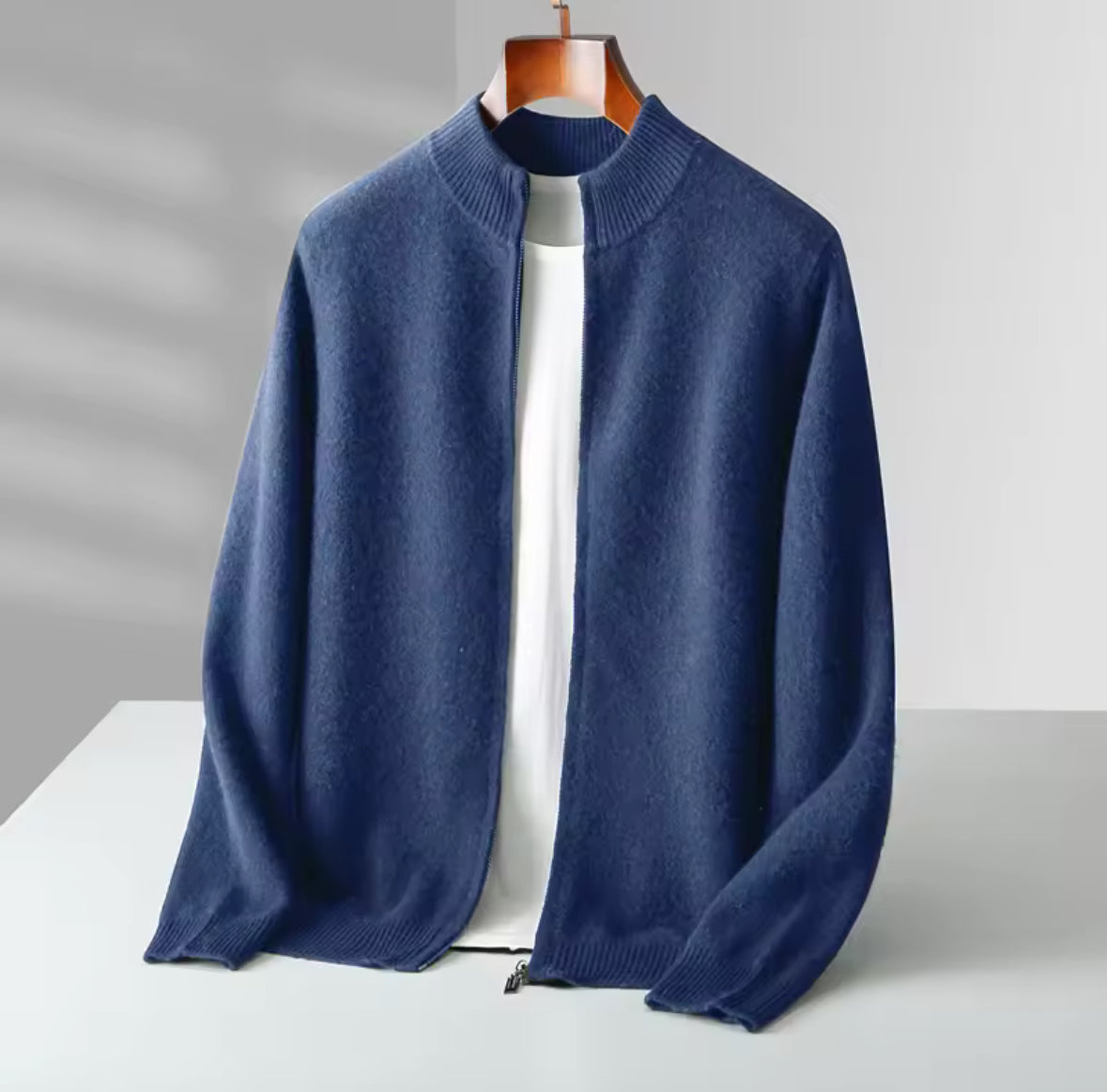 Men’s Wool and Cashmere Blend Cardigan with Zipper