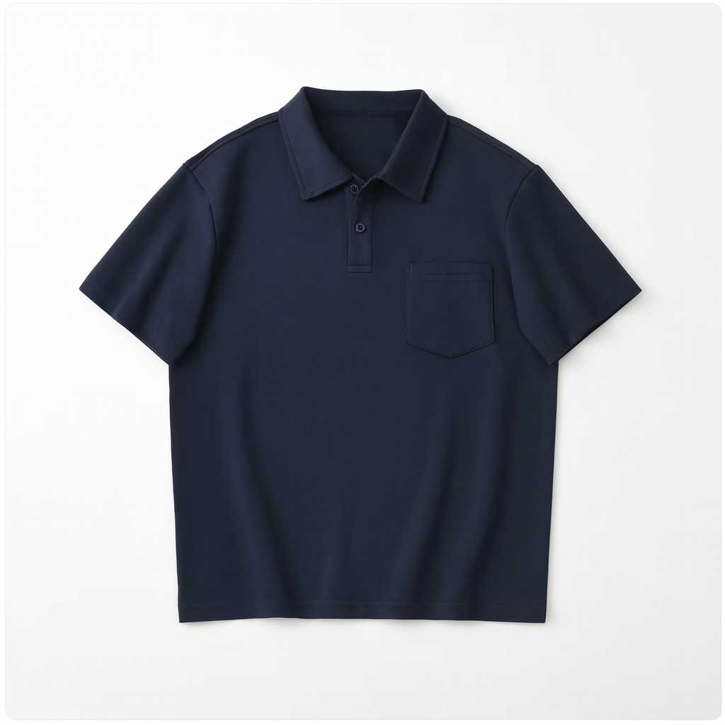 Men’s Polo Shirt with Chest Pocket and Button Collar