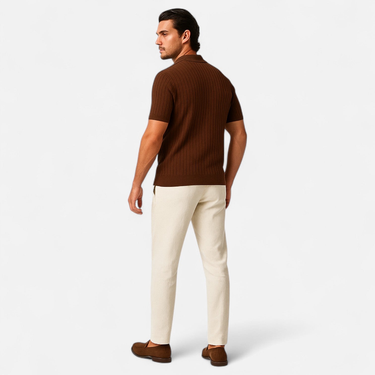 Men’s Knitted Polo Shirt in Ribbed Structure