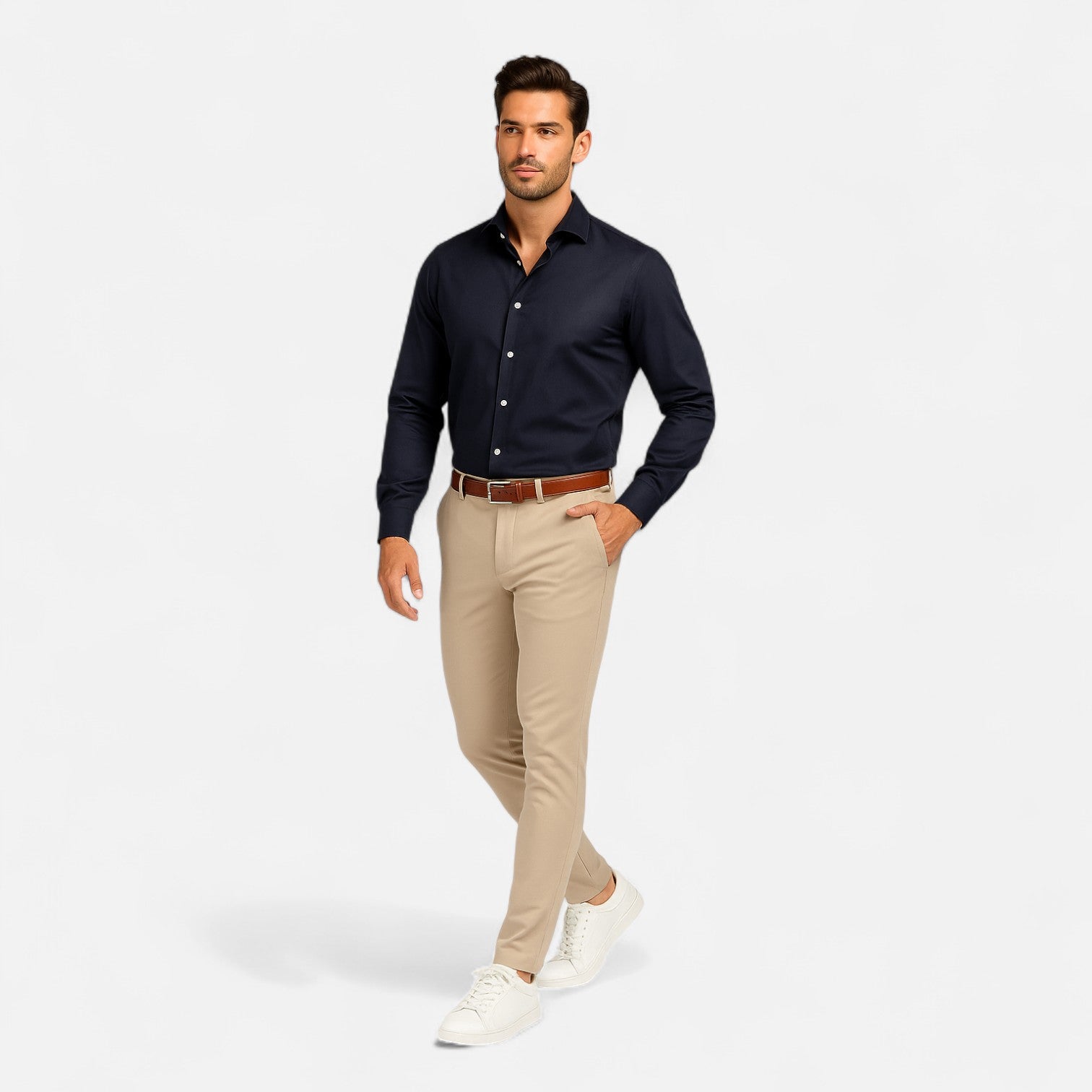 Men’s Performance Pants in Cotton Stretch – Slim Fit
