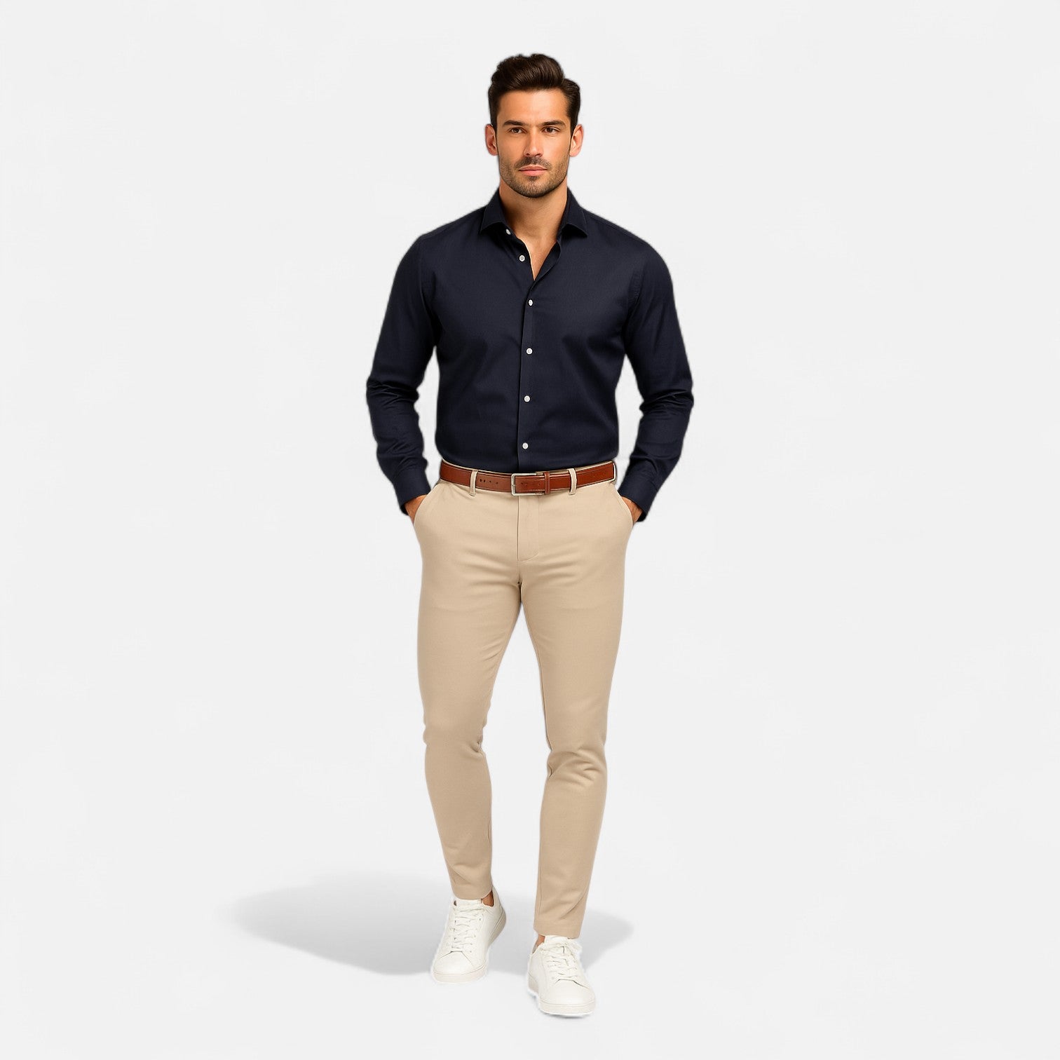 Men’s Performance Pants in Cotton Stretch – Slim Fit