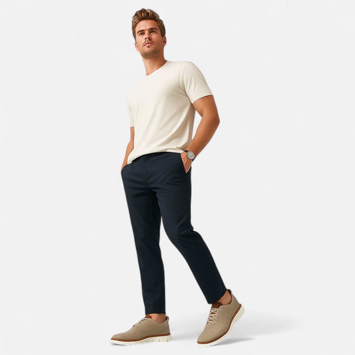 Men’s Knit Sneakers with Lace-Up Closure – Breathable Fabric