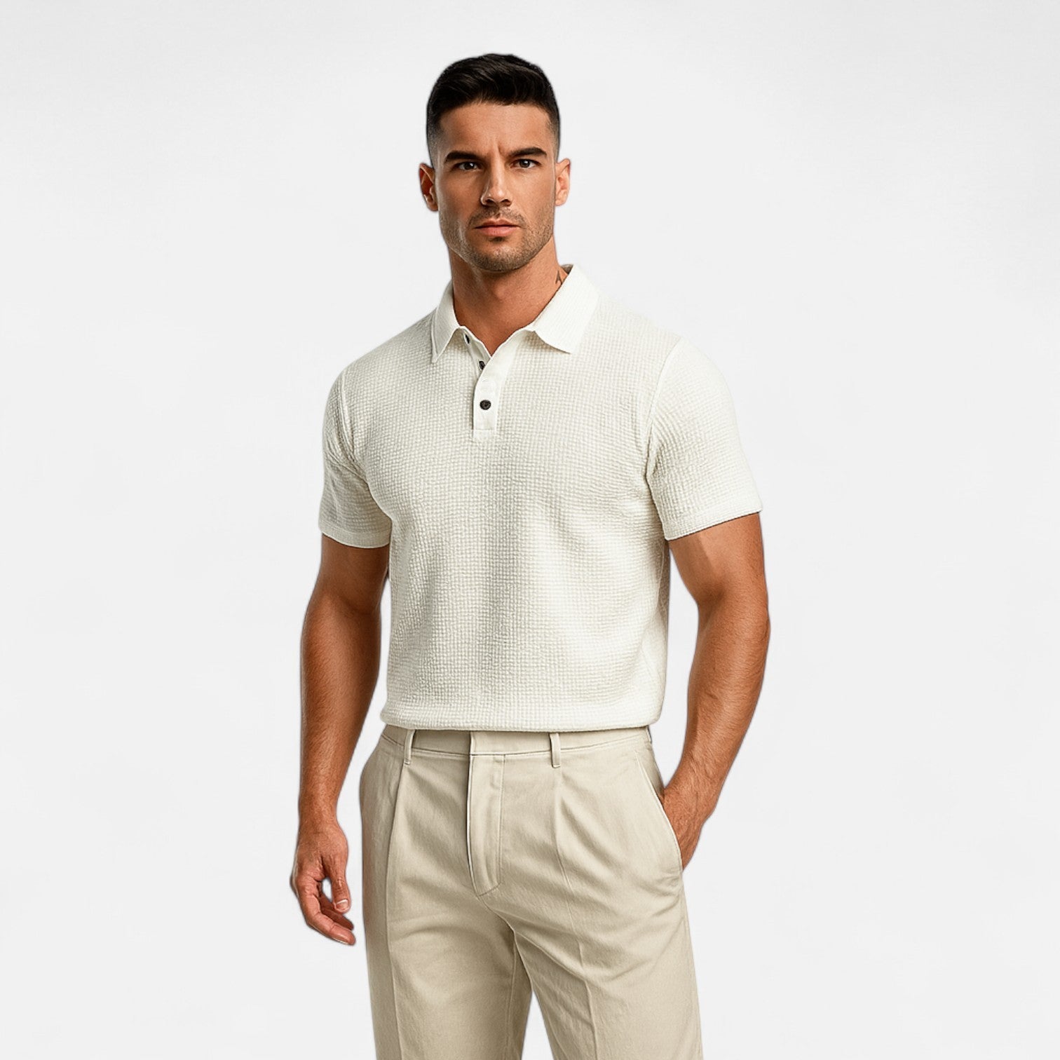 Men’s Polo Shirt in Cotton Blend with Classic Collar