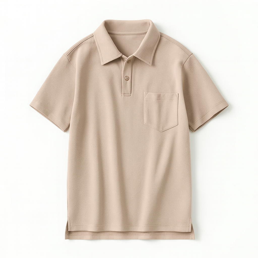 Men’s Polo Shirt with Chest Pocket and Button Collar