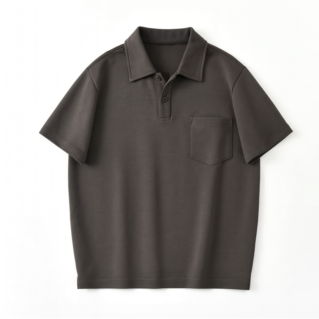 Men’s Polo Shirt with Chest Pocket and Button Collar