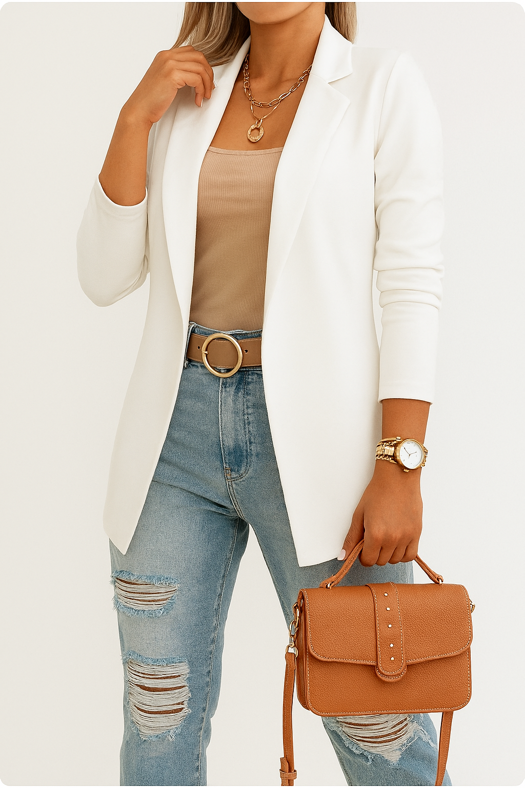 Women’s Long-Sleeve Slim Fit Blazer in Lightweight Fabric