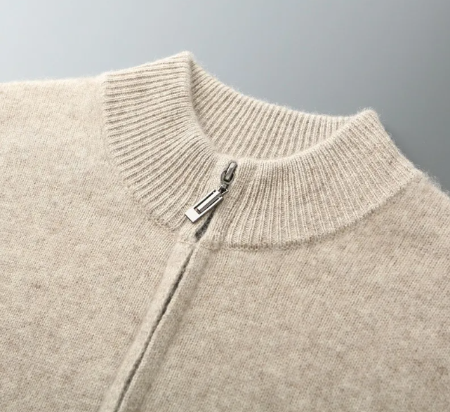 Men’s Wool and Cashmere Blend Cardigan with Zipper