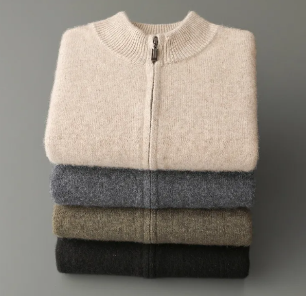 Men’s Wool and Cashmere Blend Cardigan with Zipper