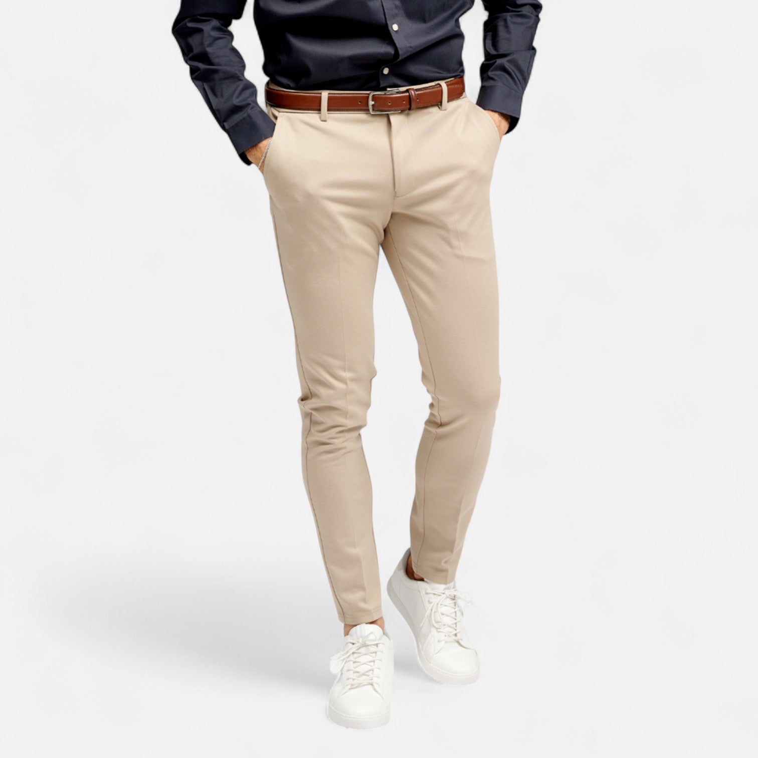 Men’s Performance Pants in Cotton Stretch – Slim Fit