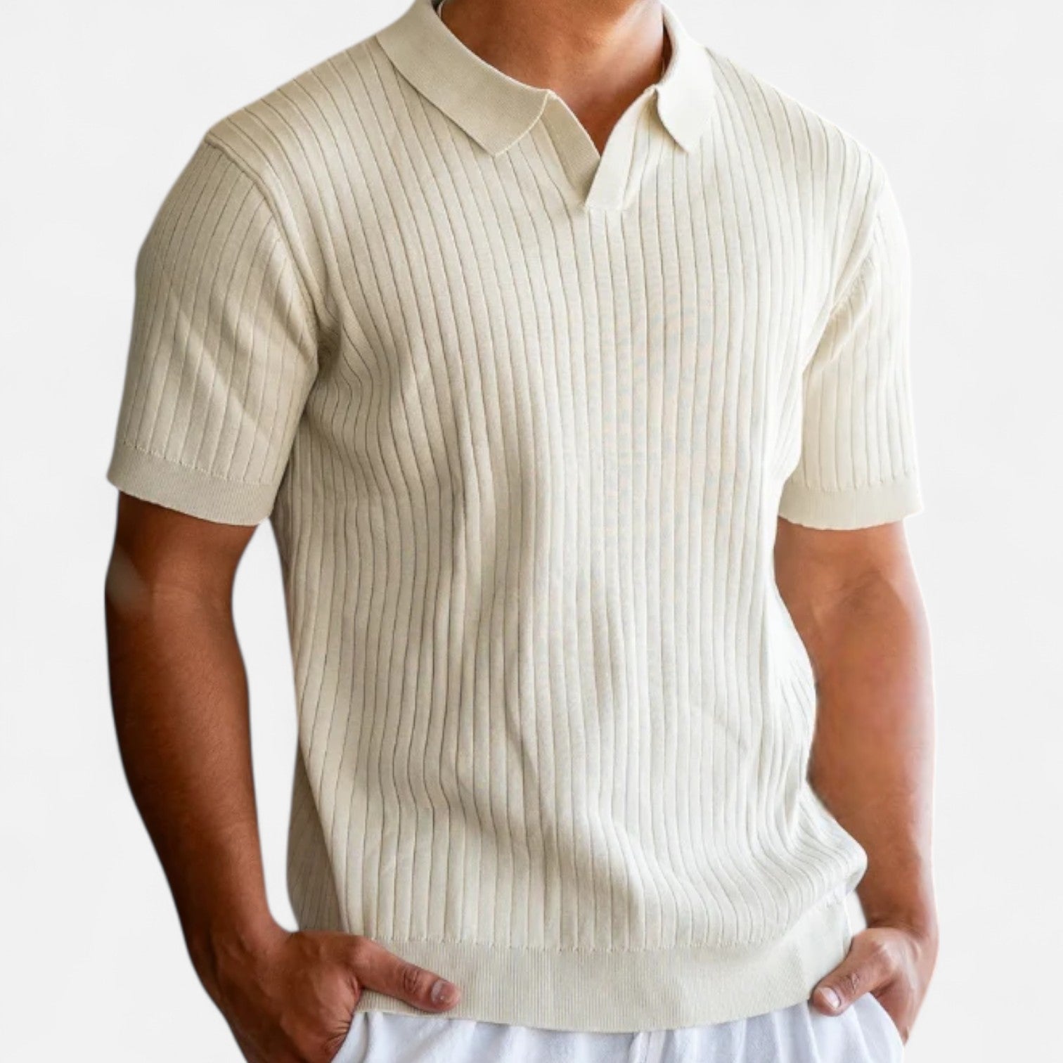 Men’s Knitted Polo Shirt in Ribbed Structure