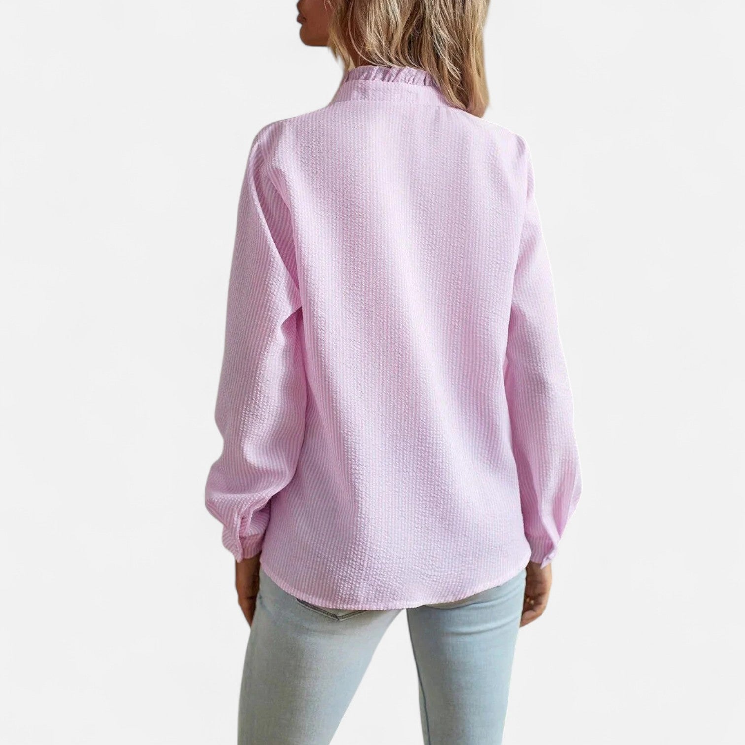 Women’s Blouse in Silk-Like Fabric with Long Sleeves