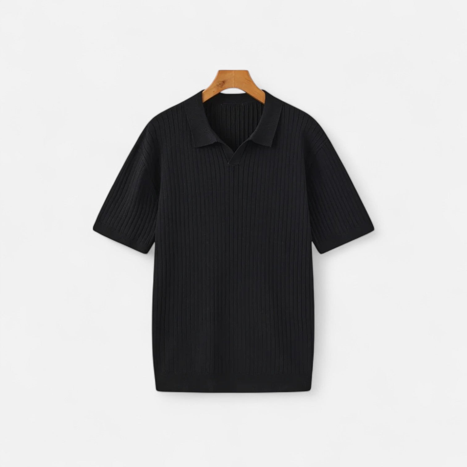 Men’s Knitted Polo Shirt in Ribbed Structure