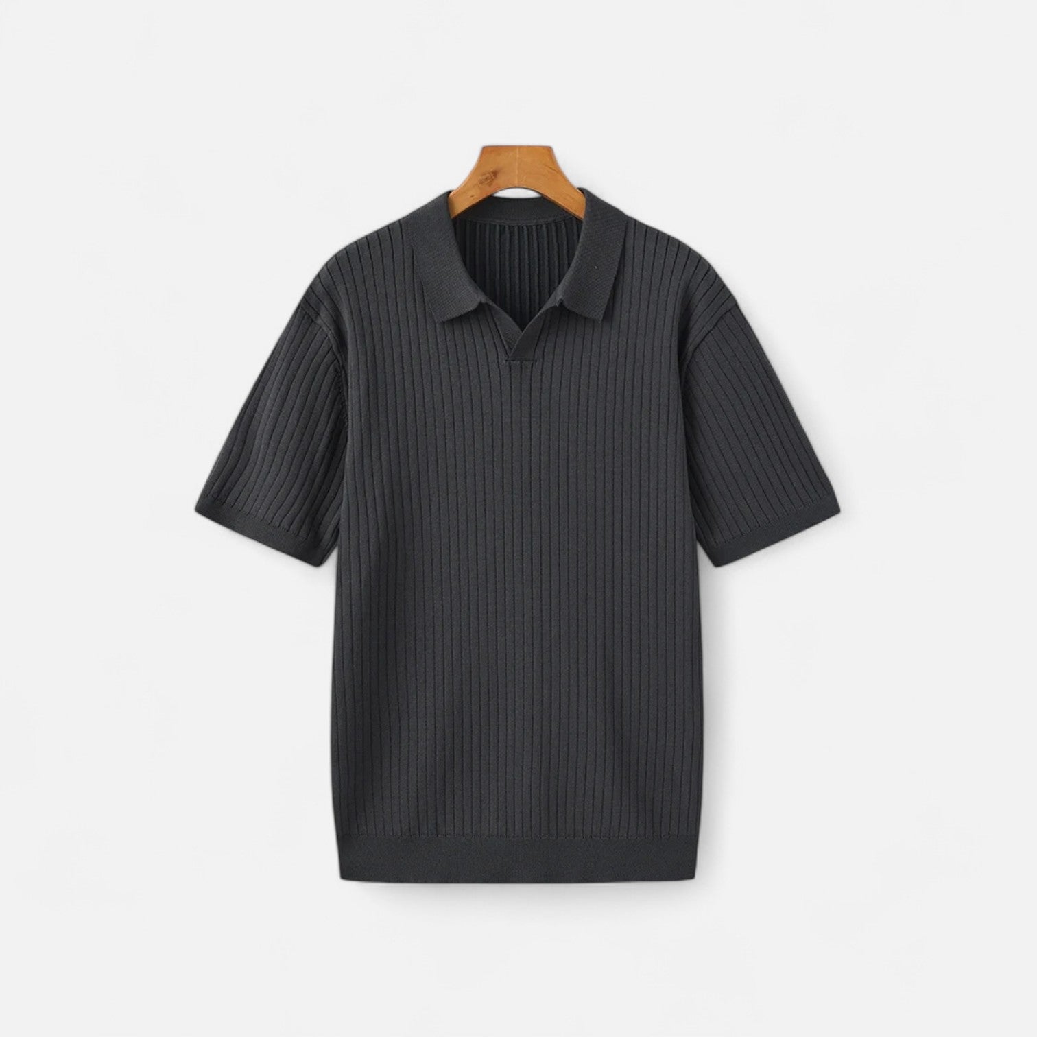 Men’s Knitted Polo Shirt in Ribbed Structure
