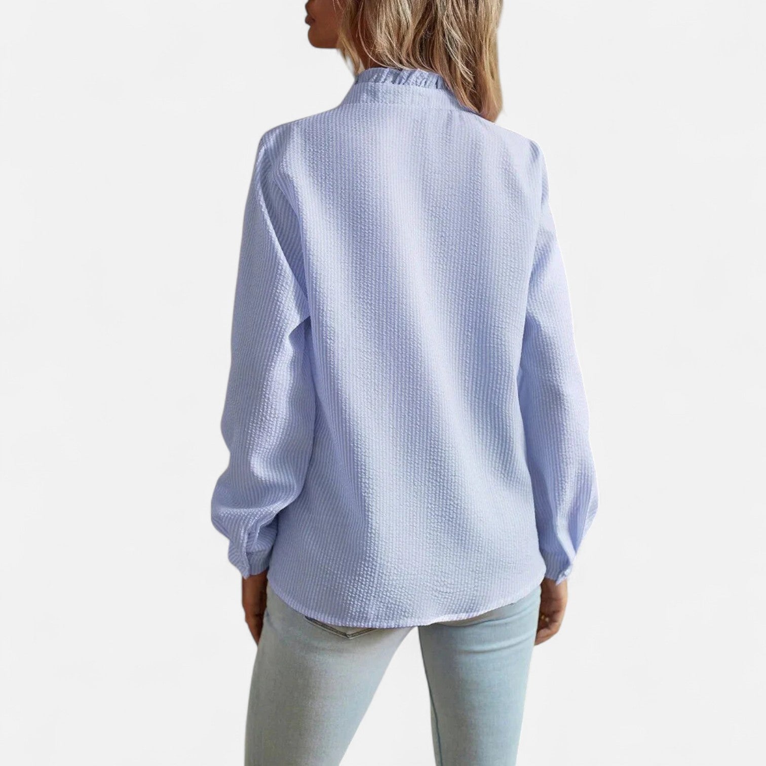 Women’s Blouse in Silk-Like Fabric with Long Sleeves