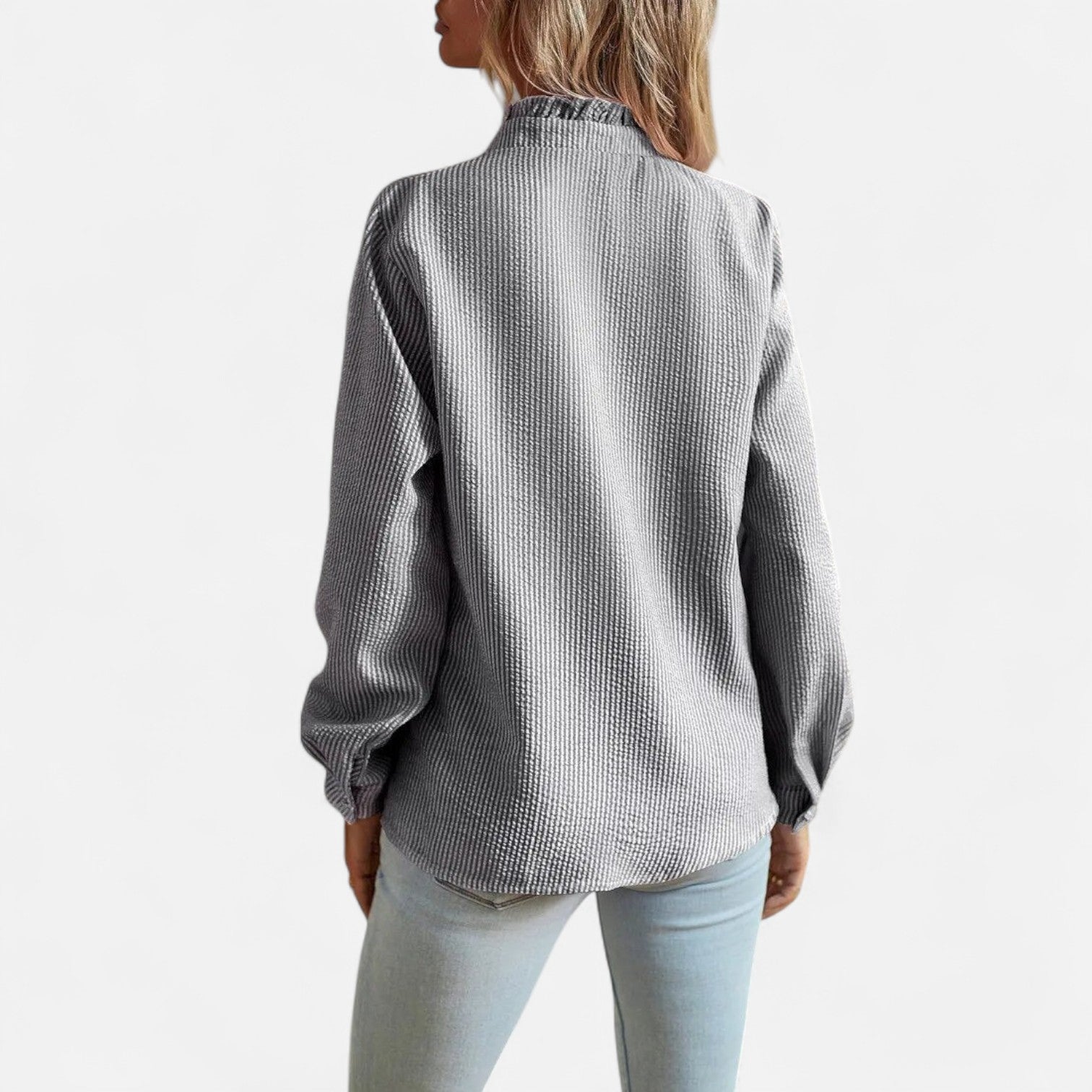 Women’s Blouse in Silk-Like Fabric with Long Sleeves