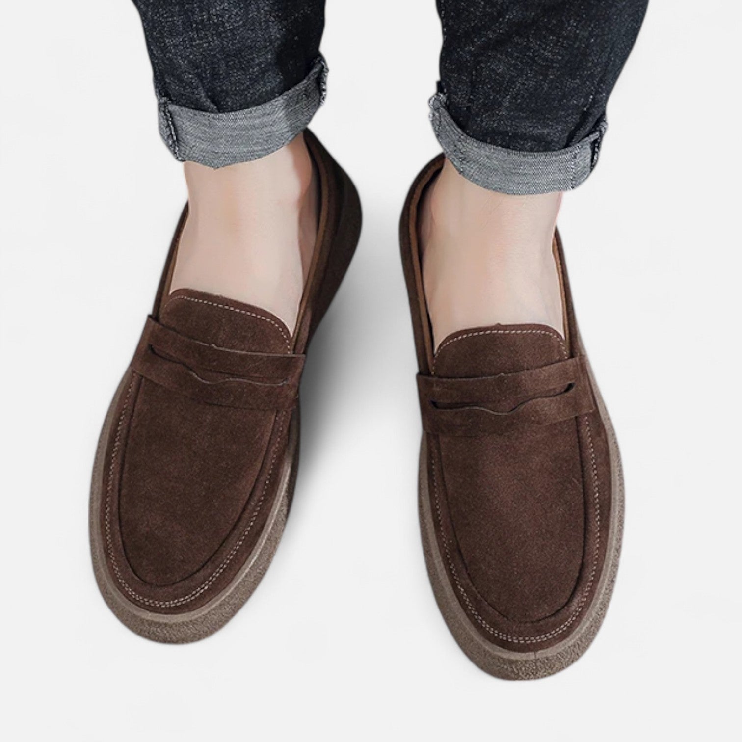 Men’s Suede Loafers – Slip-On Design – Lightweight Sole