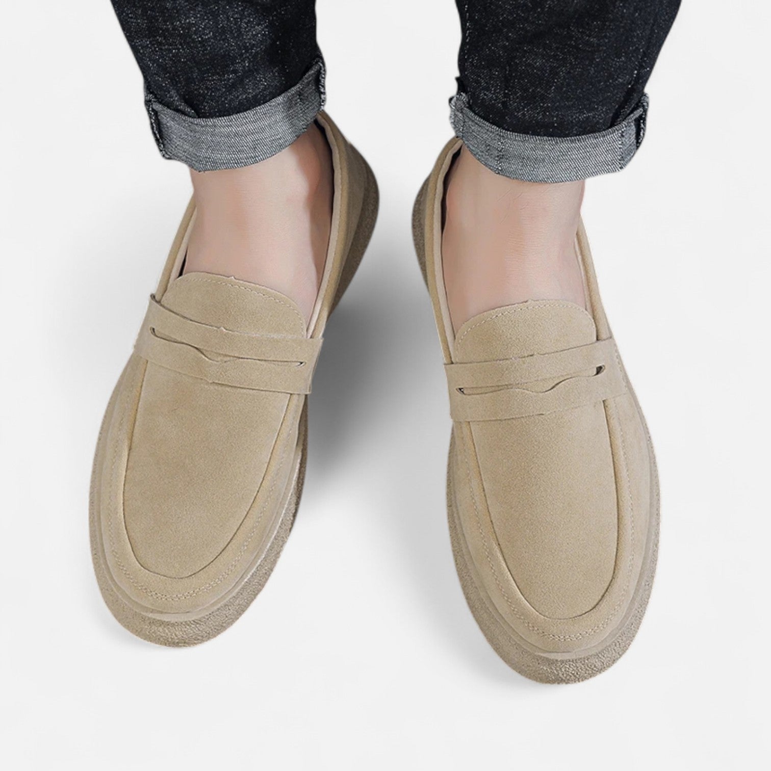 Men’s Suede Loafers – Slip-On Design – Lightweight Sole