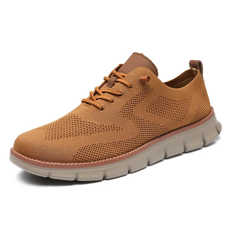 Men’s Knit Sneakers with Lace-Up Closure – Breathable Fabric