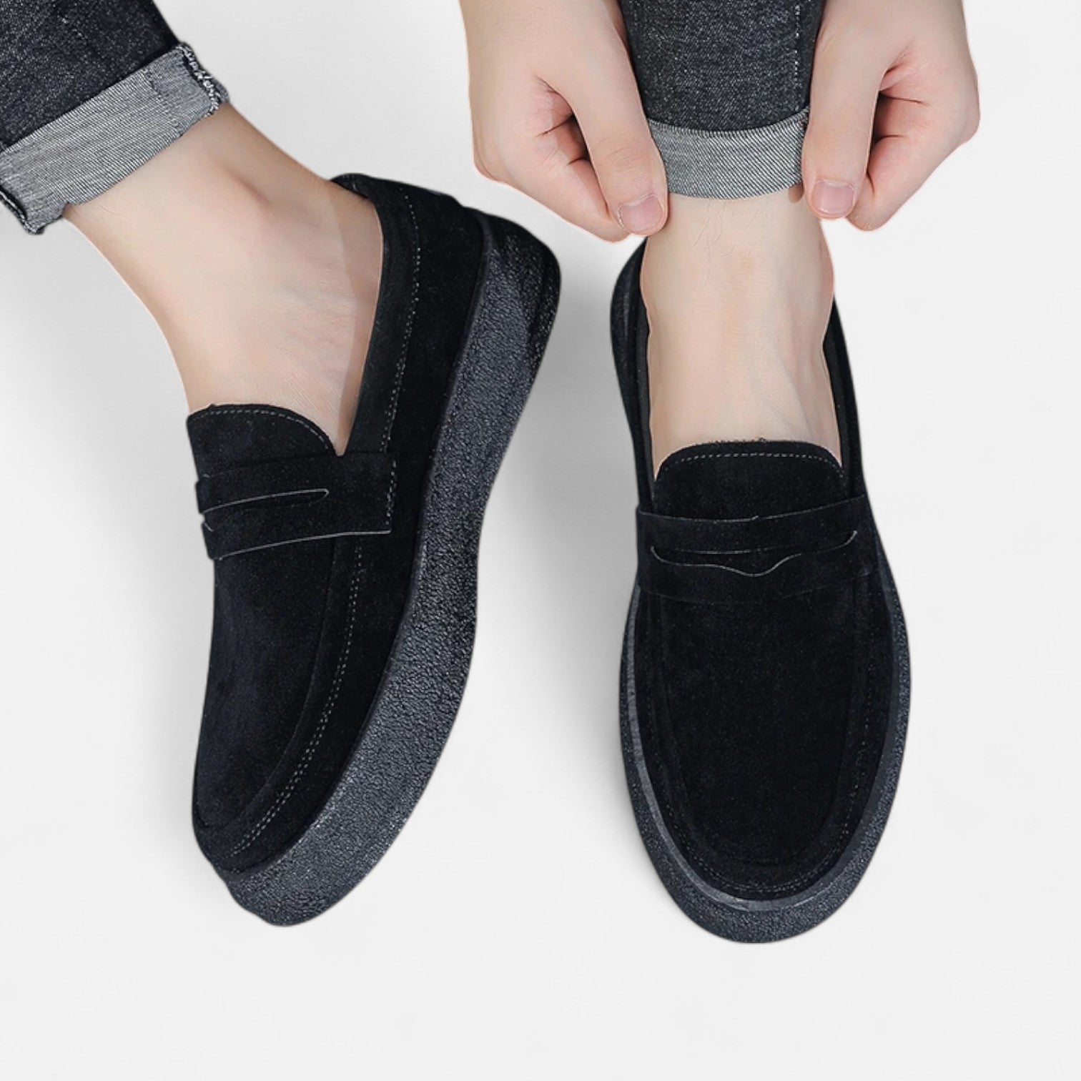 Men’s Suede Loafers – Slip-On Design – Lightweight Sole