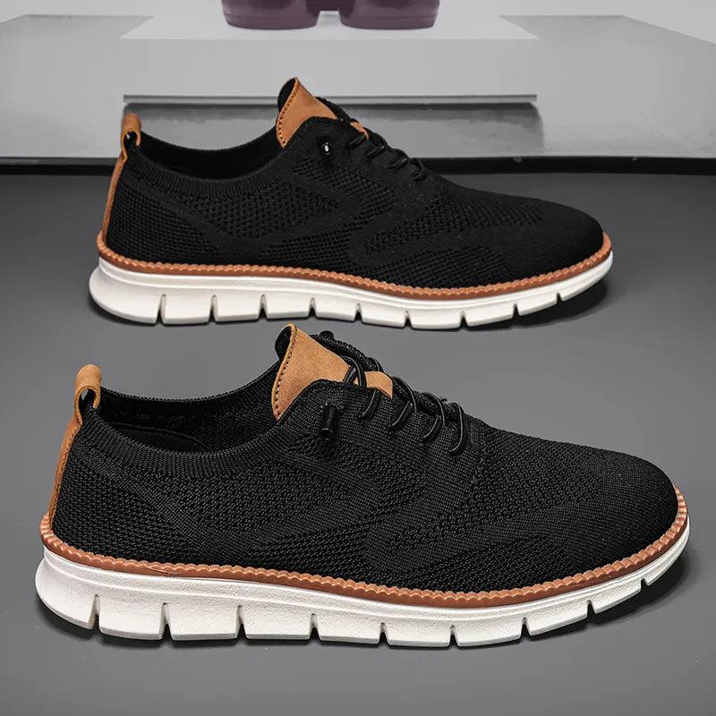 Men’s Knit Sneakers with Lace-Up Closure – Breathable Fabric