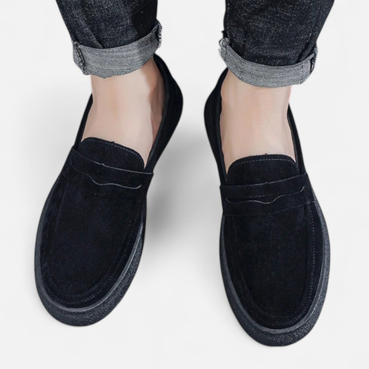 Men’s Suede Loafers – Slip-On Design – Lightweight Sole