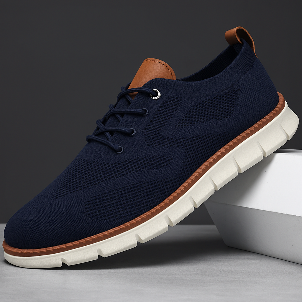 Men’s Knit Sneakers with Lace-Up Closure – Breathable Fabric