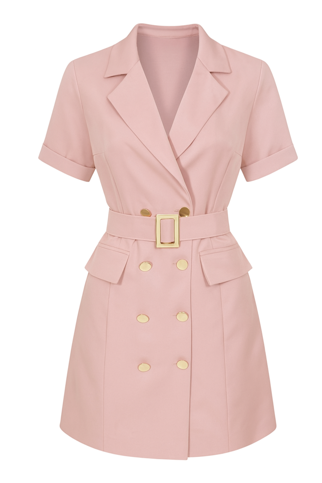 Women’s Blazer Dress with Double-Breasted Closure and Adjustable Belt