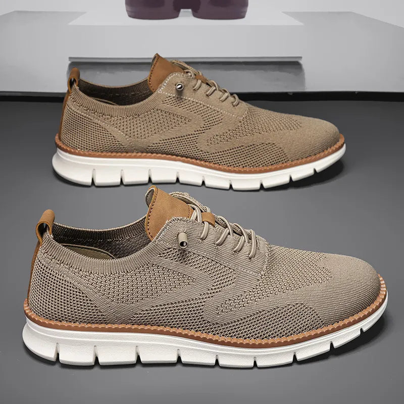 Men’s Knit Sneakers with Lace-Up Closure – Breathable Fabric