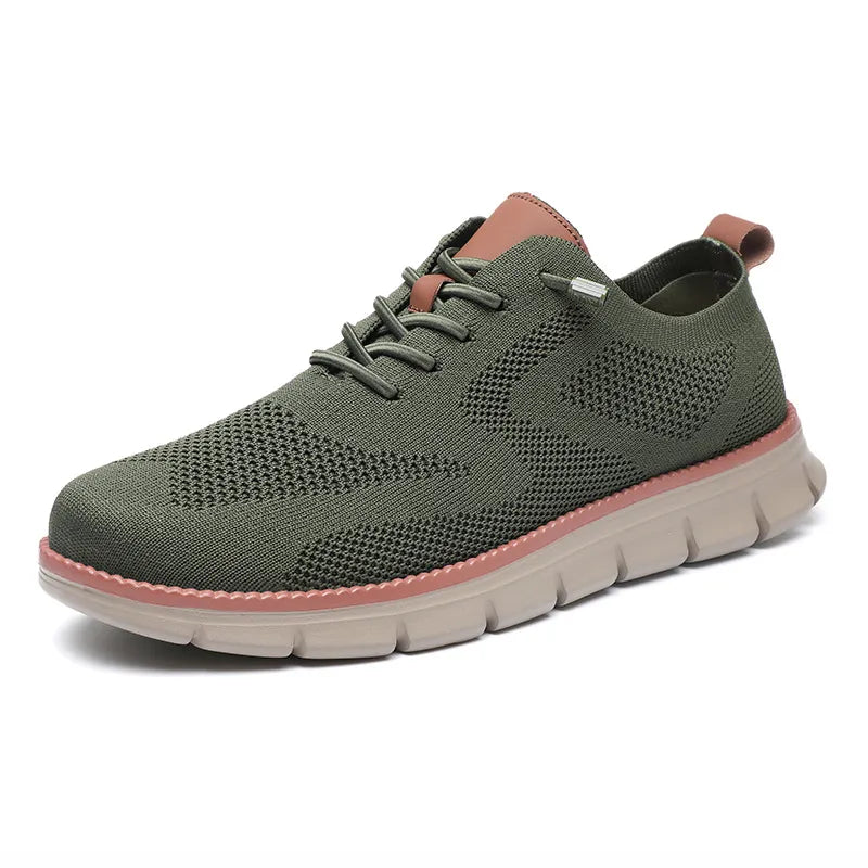 Men’s Knit Sneakers with Lace-Up Closure – Breathable Fabric