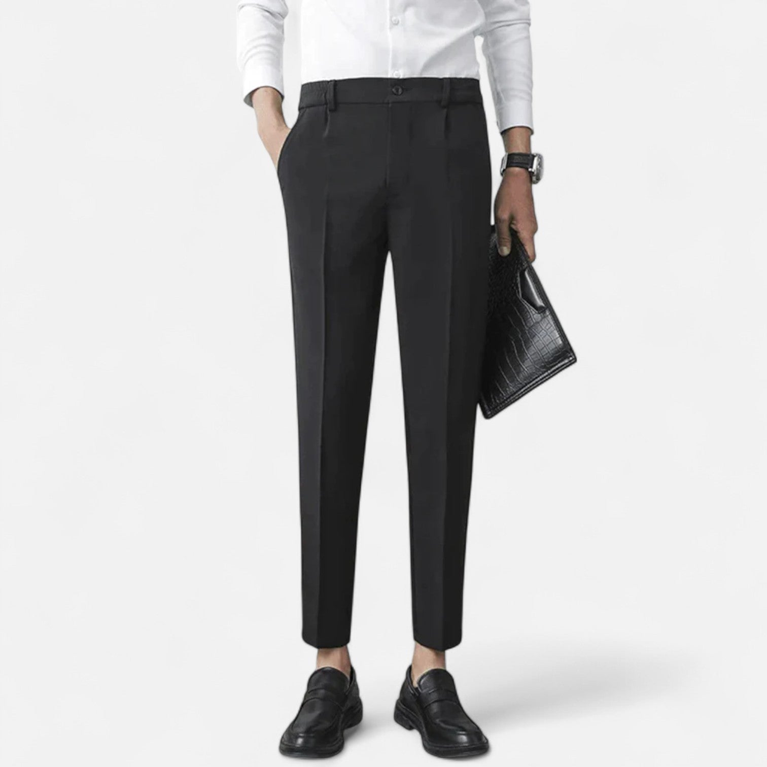 Men’s Cotton-Polyester Blend Trousers with Stretch – Regular Fit