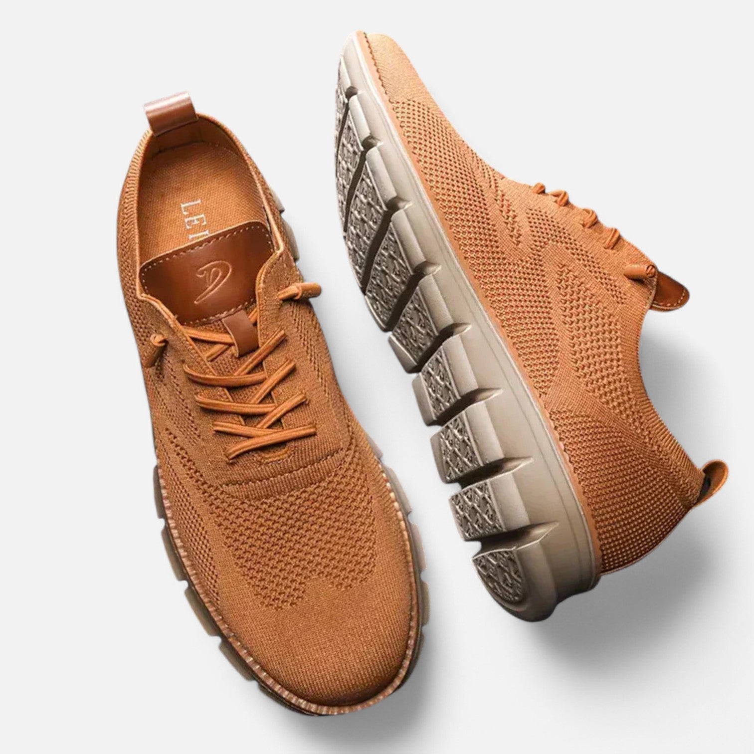 Men’s Knit Sneakers with Lace-Up Closure – Breathable Fabric