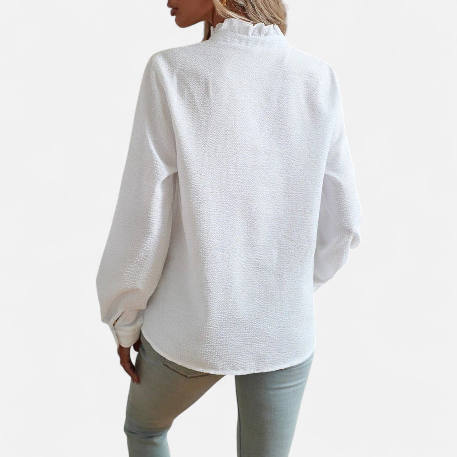 Women’s Blouse in Silk-Like Fabric with Long Sleeves